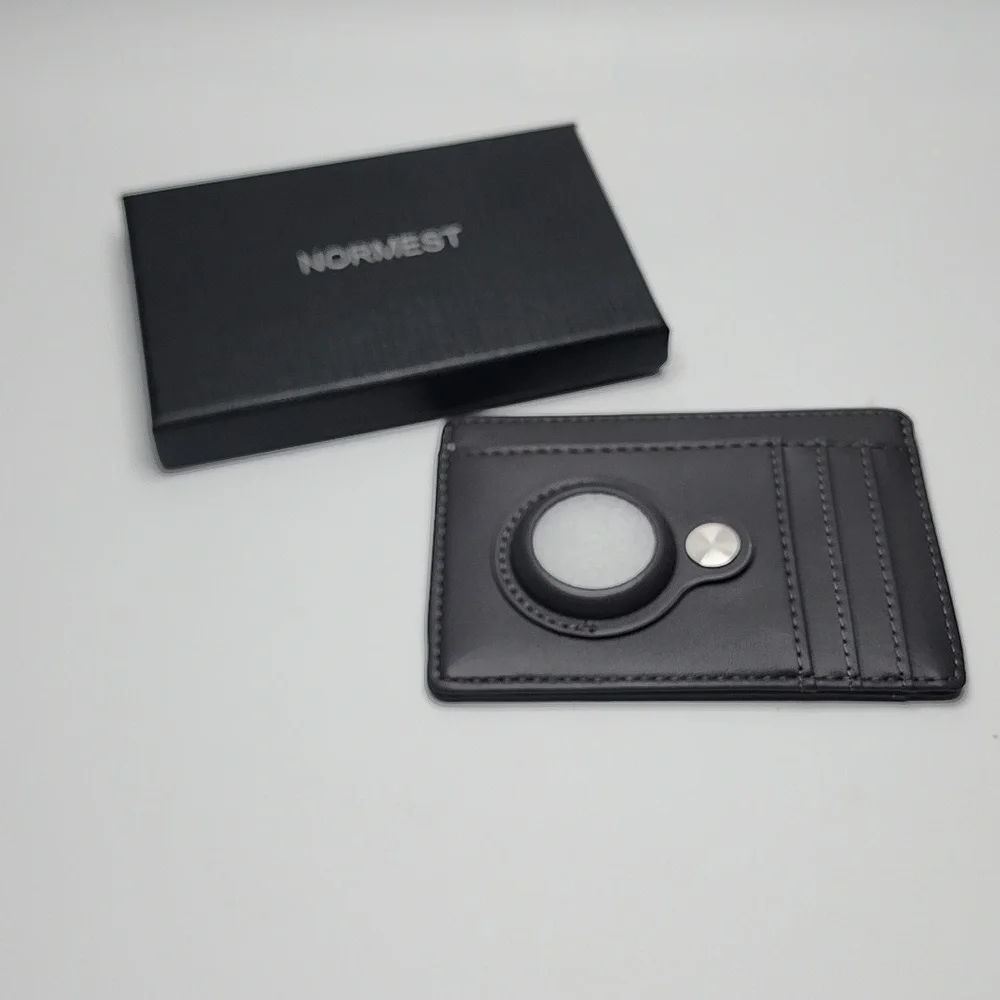Normest Leather Air Tag Wallet Gray NWOT